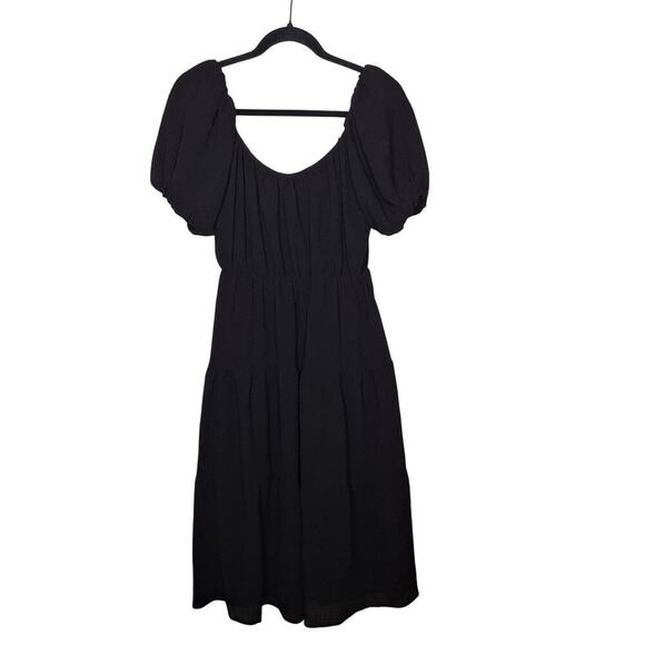 ASTR The Label Smocked Tiered Dress Midi Peasant Puff Sleeve Cottage Medium - Picture 1 of 11